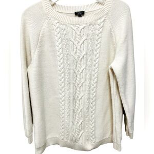 Talbots Sweater Women’s Plus 2X Petite 10%‎ Angora Cream Cozy Cable Knit